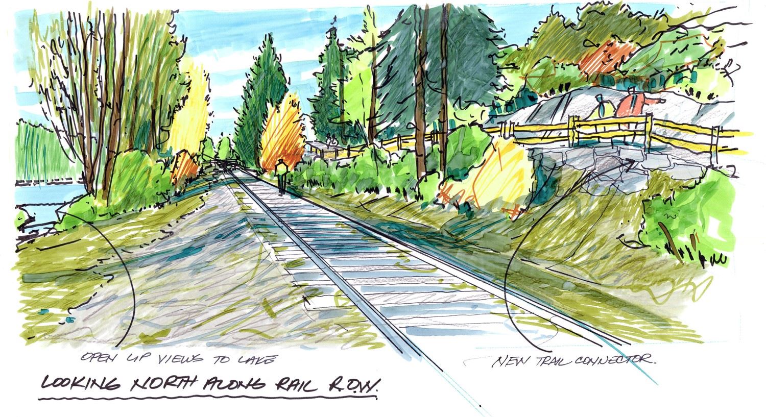 2019-10-28 Drawing-Looking North Along Rail Trail