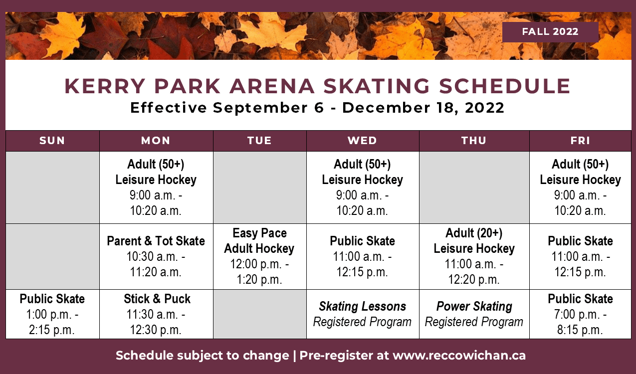 KPRC - Skating Schedule Fall 2022