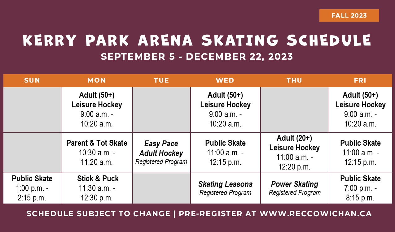 Arena Schedule Cowichan Valley Regional District