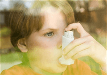 Boy with inhaler